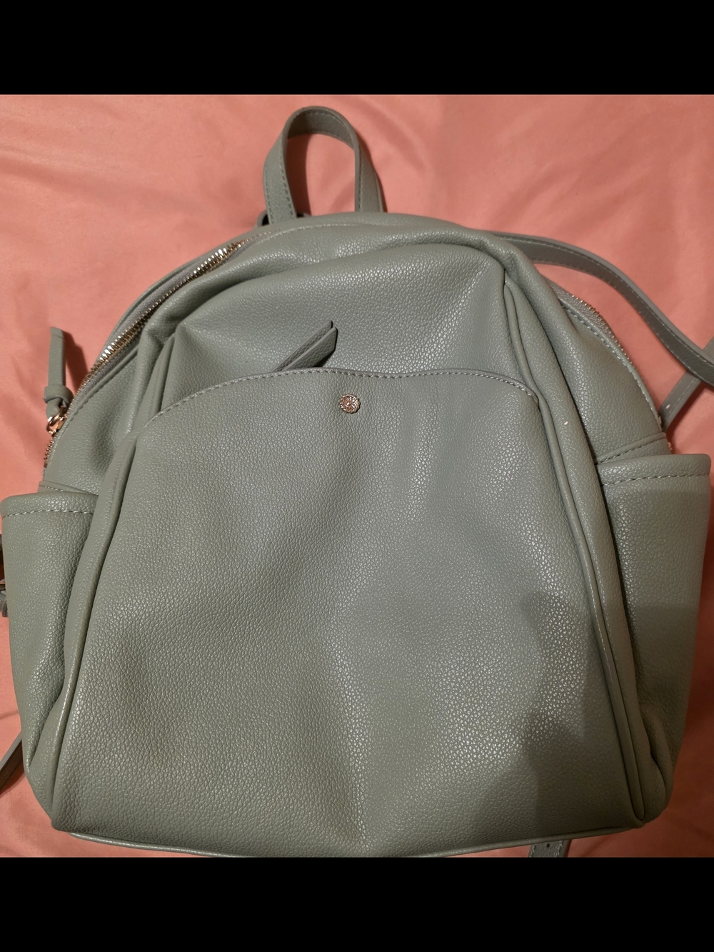 LC Lauren Conrad Elene Mini Backpack Sage Green Faux Leather Pebble Purse